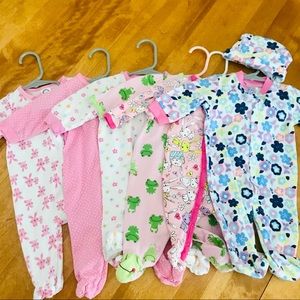 Baby Girl Sleepers 0-3 Months (Set of 6)